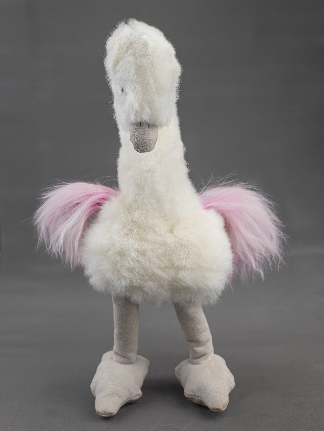 Alpaca Fur Stuffed Animal - Swan