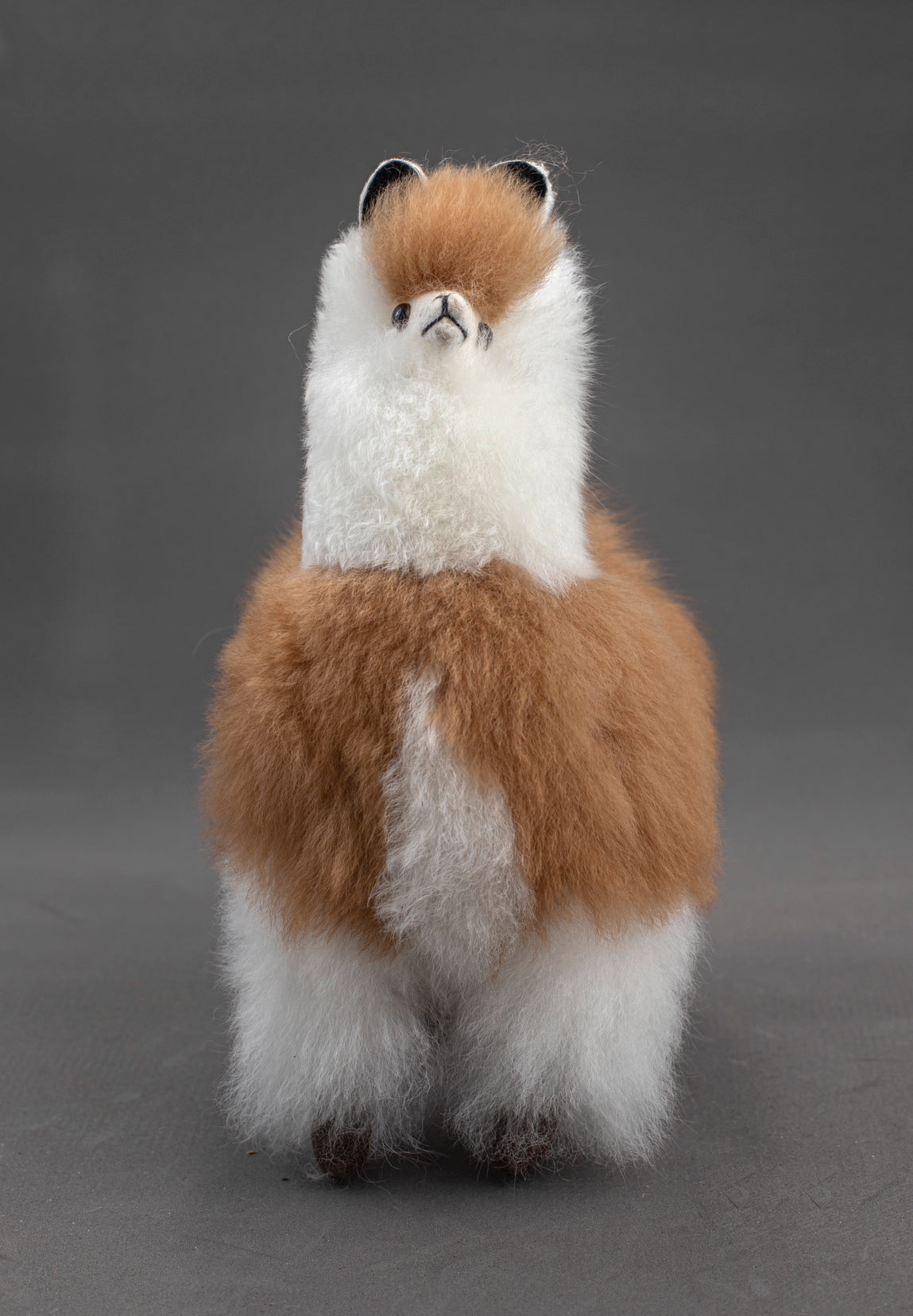 Alpaca Fur Stuffed Animal - Brown/White Llama