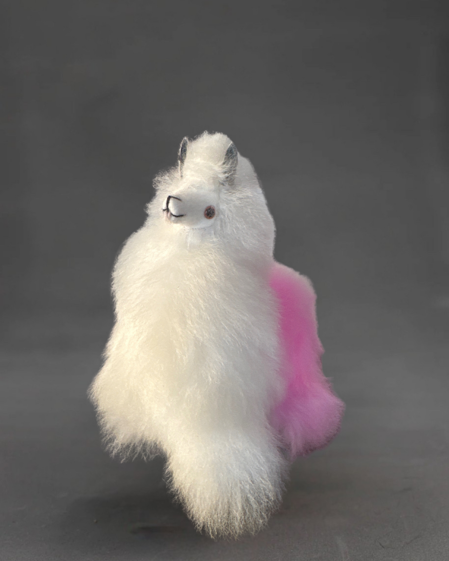Alpaca Fur Stuffed Animal - Pink/White Spots