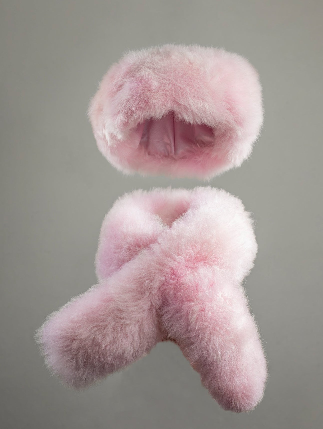 Alpaca Fur Hat/Scarf Combo - Pink