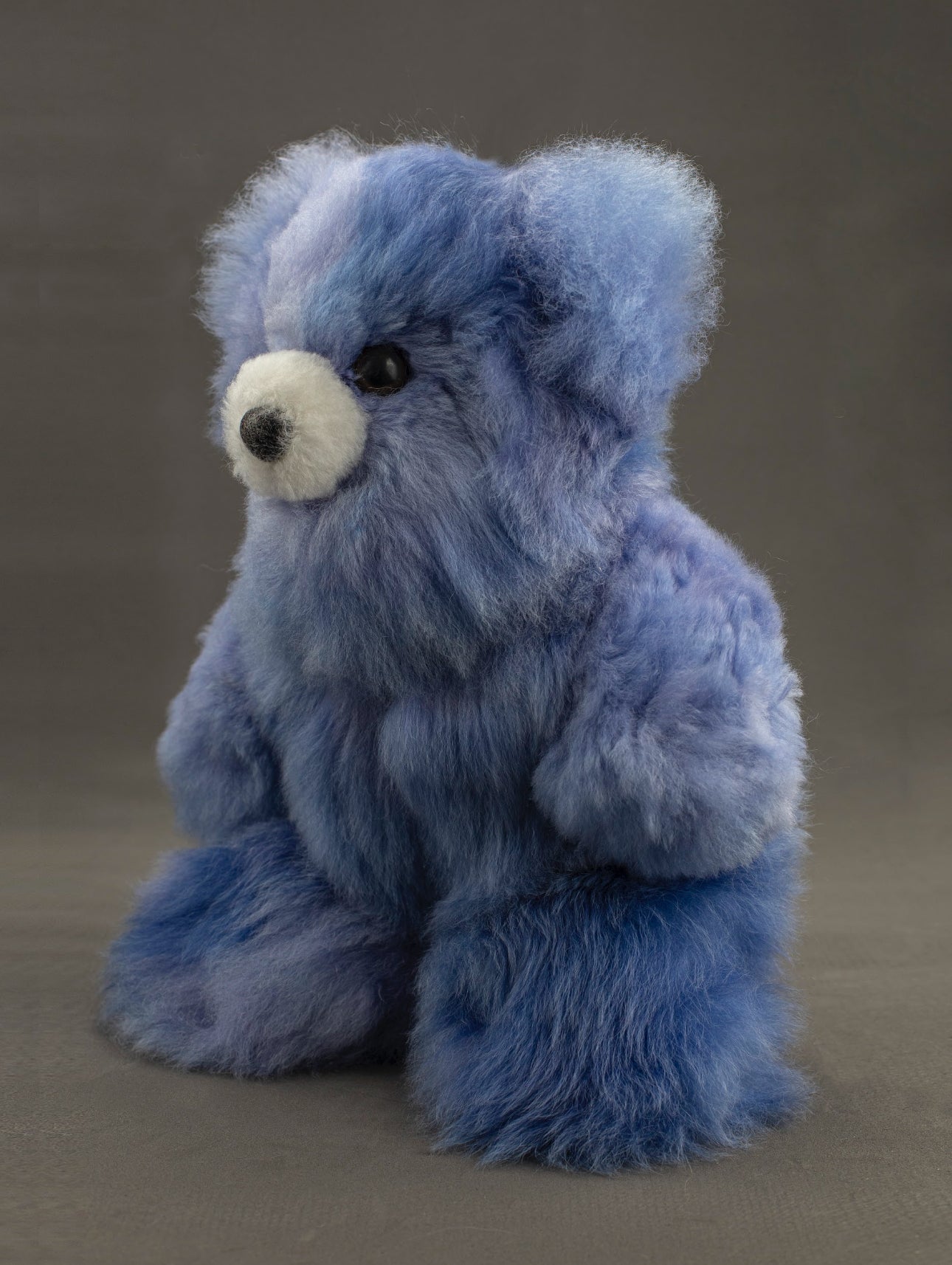 Alpaca Fur Stuffed Animal - Blue Bear