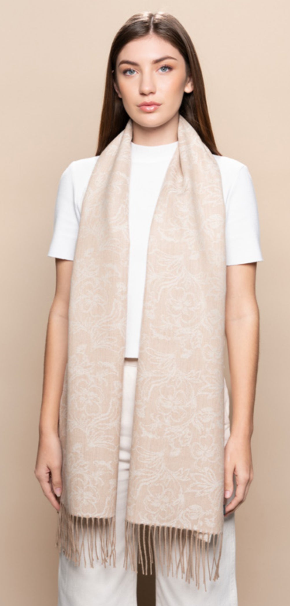 UNDYED FLORAL JACQUARD SCARF