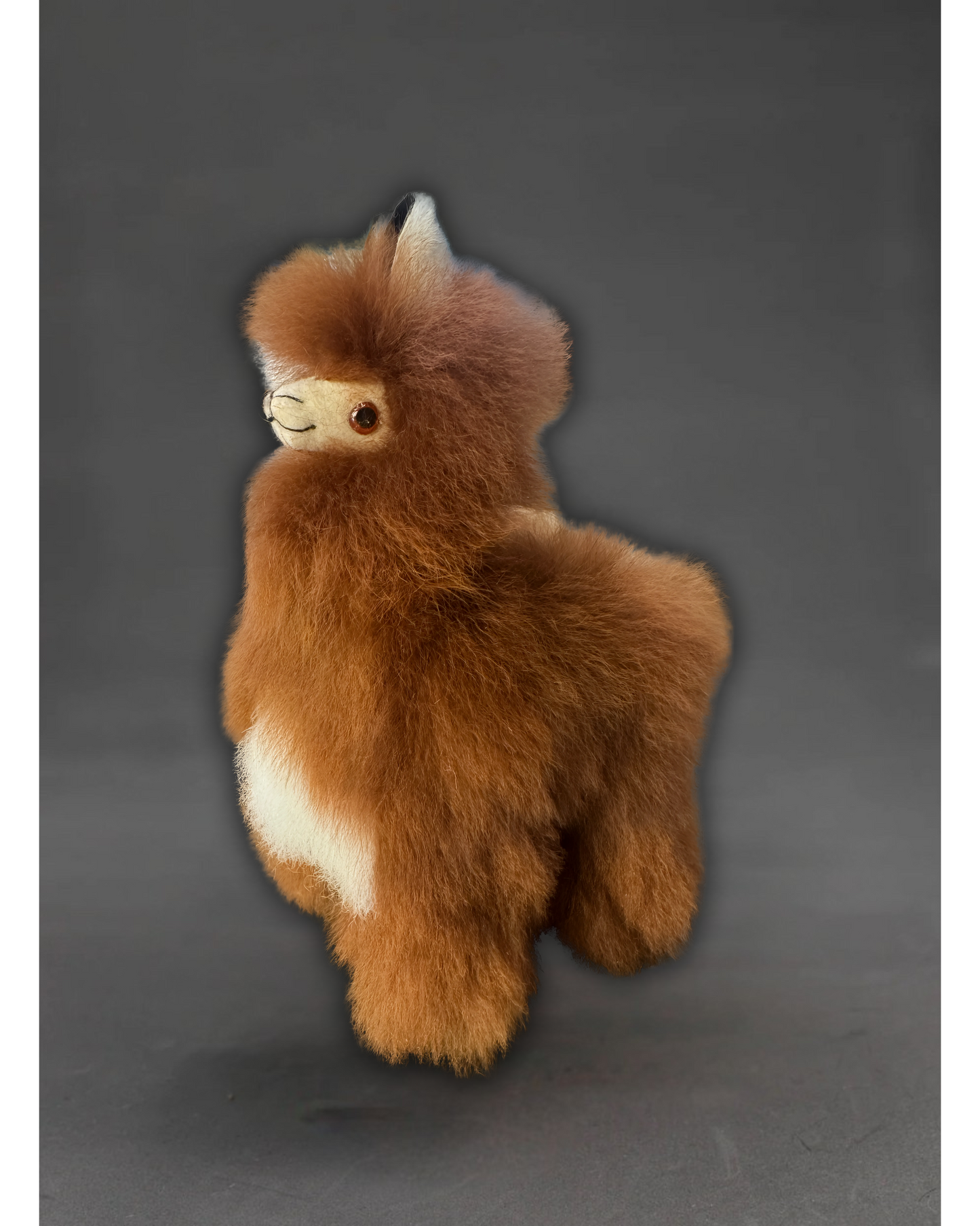 Alpaca Fur Stuffed Animal - Dark brown/White Spots