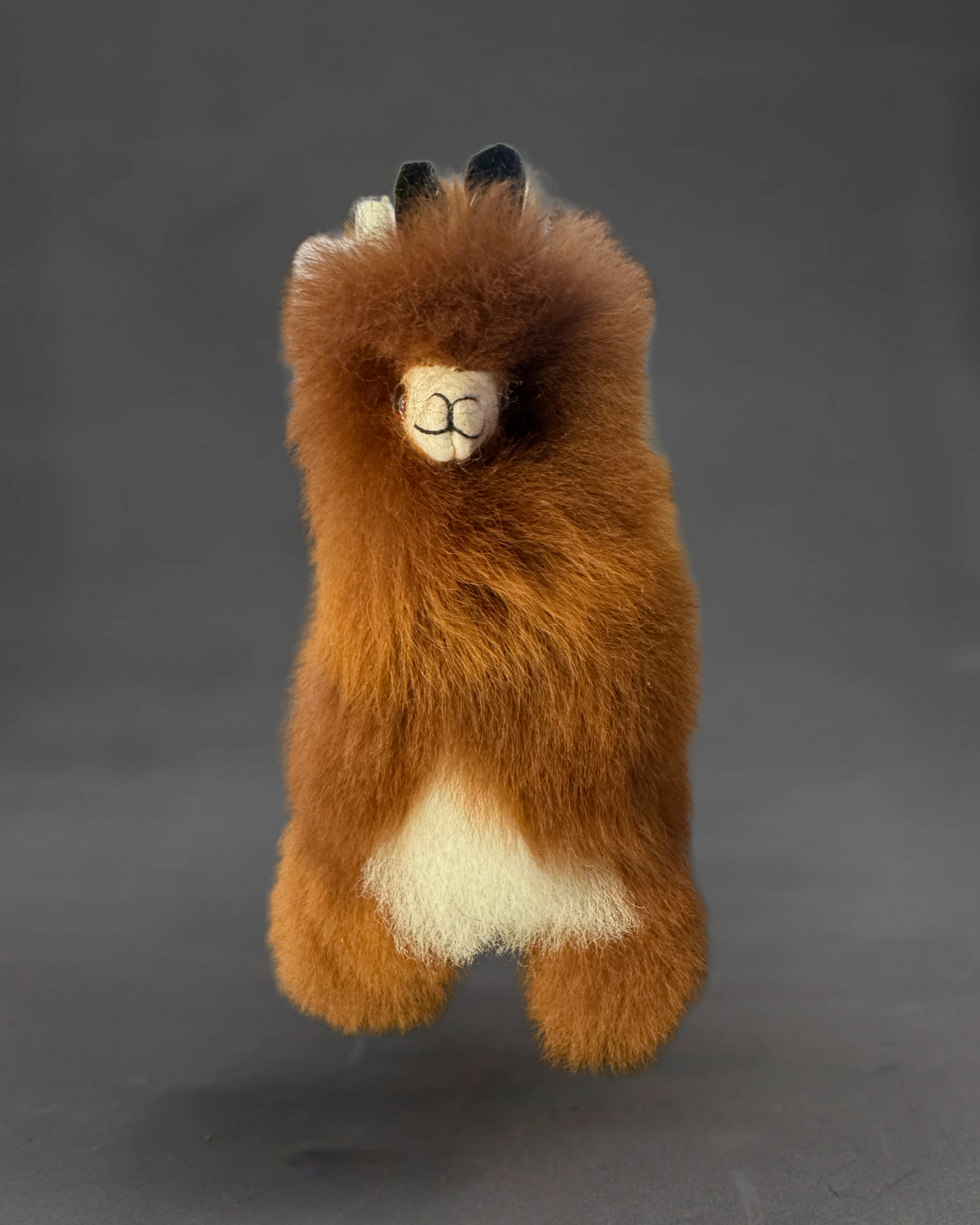 Alpaca Fur Stuffed Animal - Dark brown/White Spots