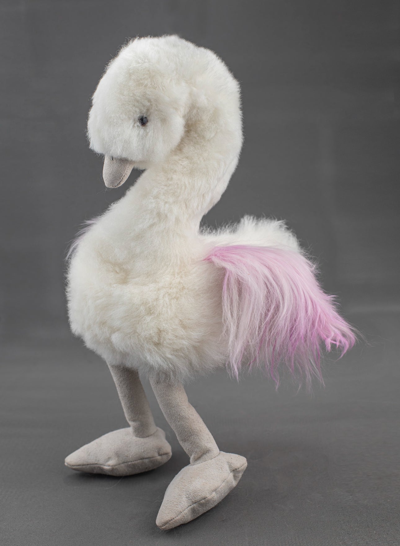 Alpaca Fur Stuffed Animal - Swan