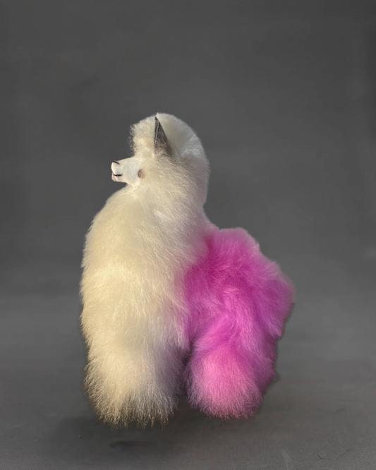 Alpaca Fur Stuffed Animal - Pink/White Spots