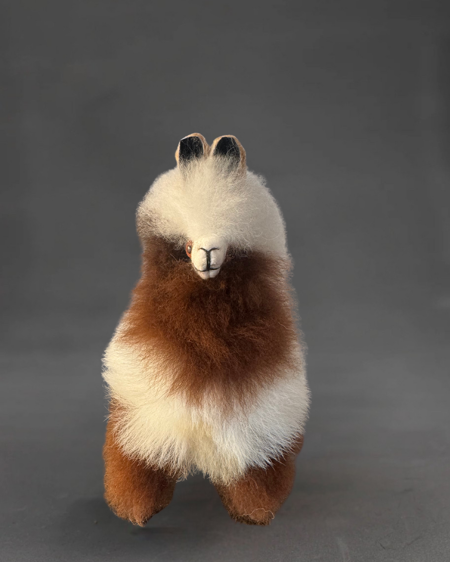 Alpaca Fur Stuffed Animal - White/Dark Brown Spots