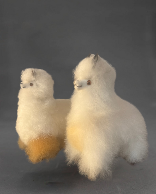 Alpaca Fur Stuffed Animal - White/Light Brown Spots