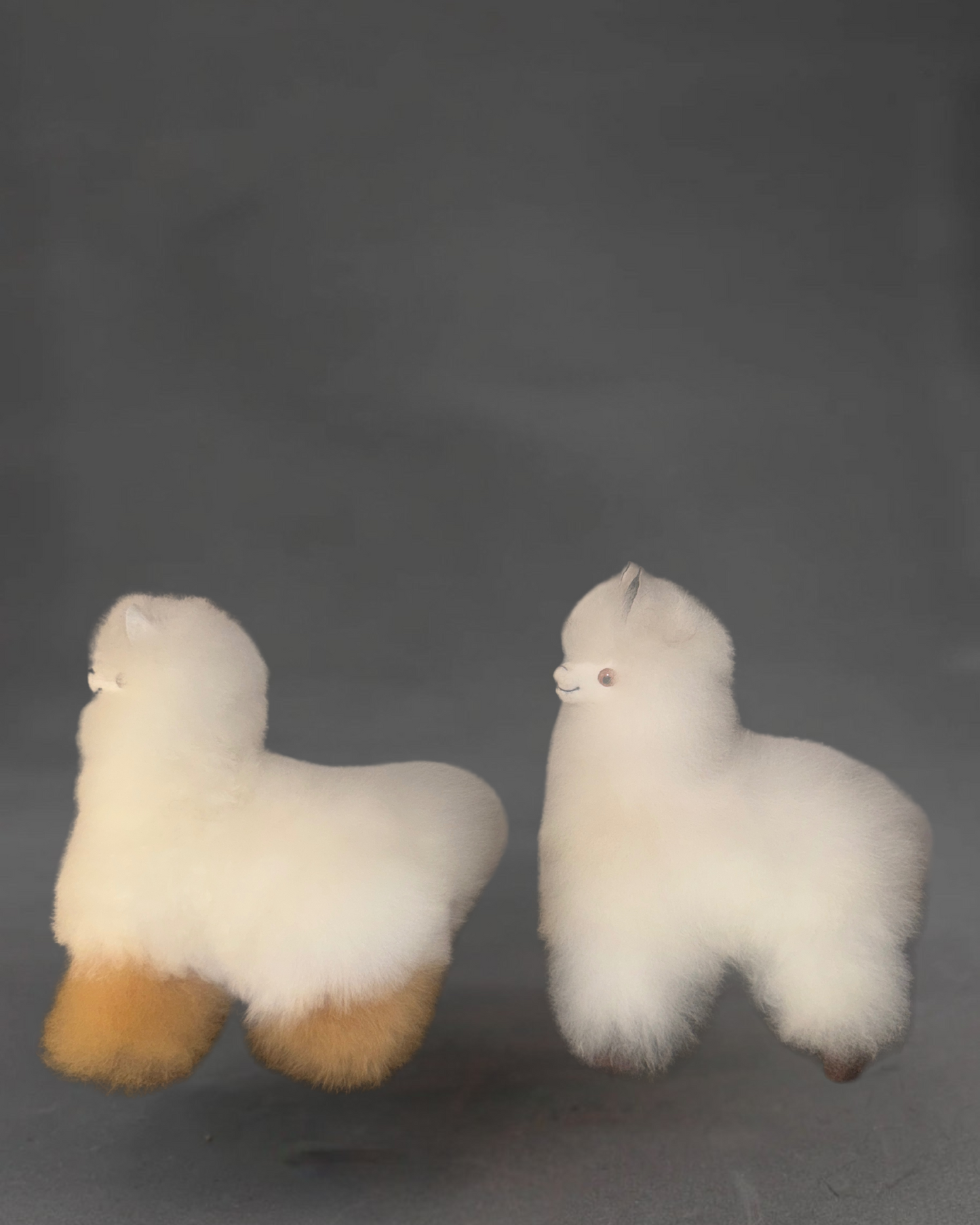 Alpaca Fur Stuffed Animal - White/Light Brown Spots